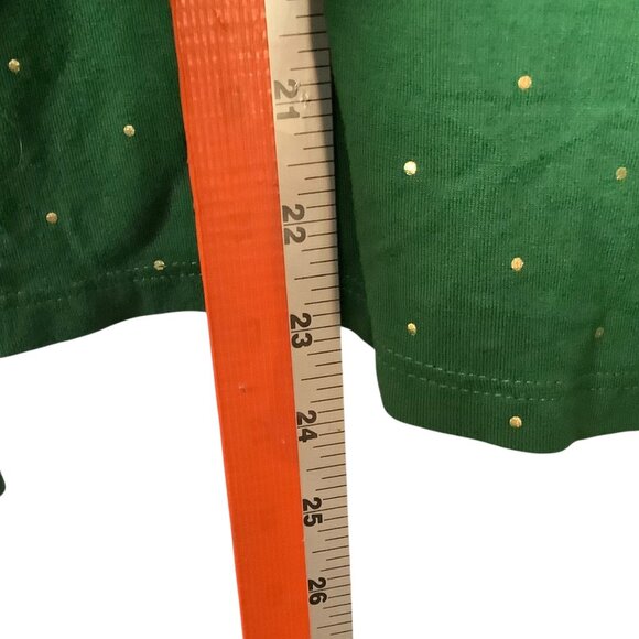 Boden Tara Jersey Green Long Sleeve Button-Up Shirt  Women US 14 Gold Dots - Picture 5 of 7